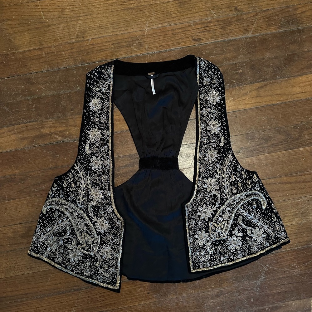 Free People Black Velvet Vest